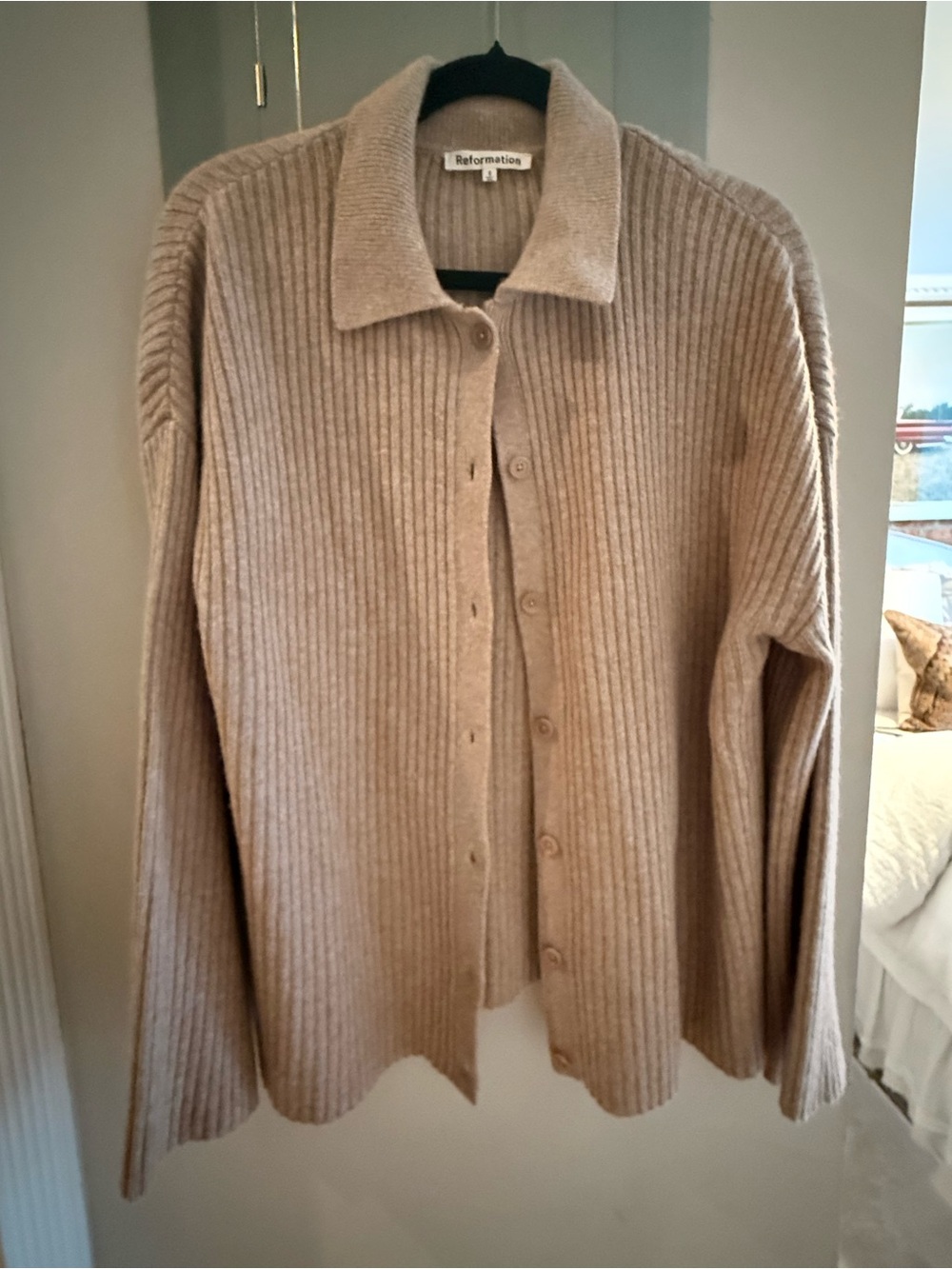Reformation Reformation Fantino Cashmere Collared Cardigan - Beige, S